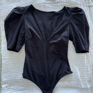 Black V-Neck Bodysuit